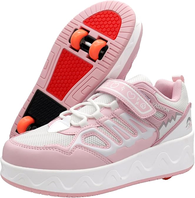 Roller Skate Shoes for Kids Boys and Girls, Detachable 4-Wheel Sneakers for Outdoor Play, Beginner Friendly