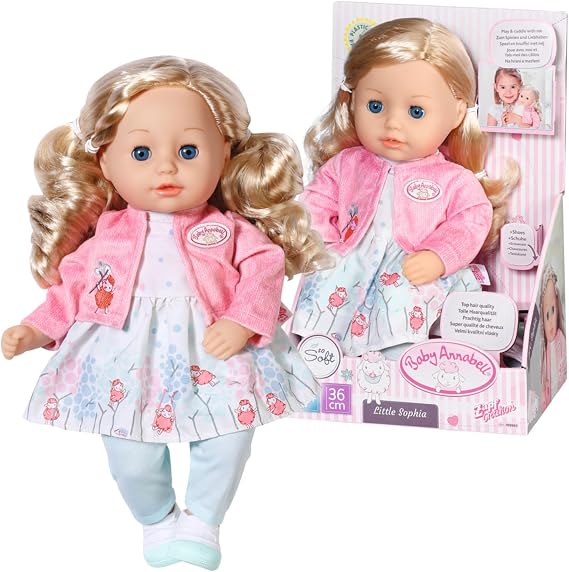 Baby Annabell Zapf Creation 709863 Little Sophia 36 cm - weiche Puppe mit langen blonden Haaren, blauen Schlafaugen, INKL. Puppenkleidung.