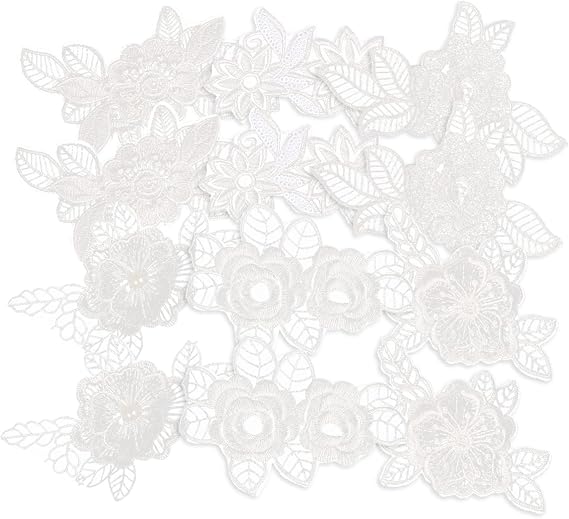 12Pcs Lace Embroidered Applique Patches for Dress Accessories DIY Sewing Craft Projects Mixed Style Decorative Clothes Repair