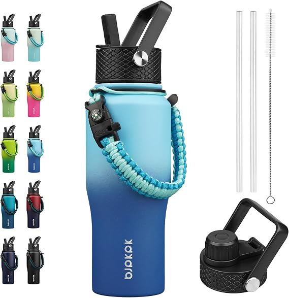 BJPKPK 23oz Insulated Water Bottle with Straw Lid, Stainless Steel Bottle