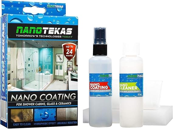 Nano Glass Coating 2-in-1 Kit - Shower and Ceramic Protector, Water Repellent Spray for Glass Guard and Shower Doors - Shield Against Soap Residue and Hard Water Stains