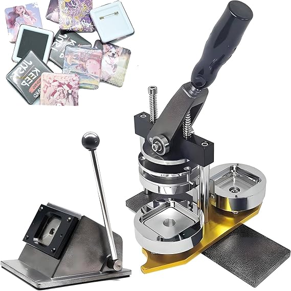 Button Maker Machine 55mm Installation DIY Pin Badge Button Maker Press Machine Badge Punch Press with 100 pcs Button Parts Pictures Cutter