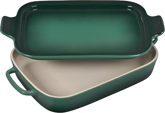 Le Creuset Stoneware Rectangular Dish w/Platter Lid, 14 3/4" x 9",Artichaut