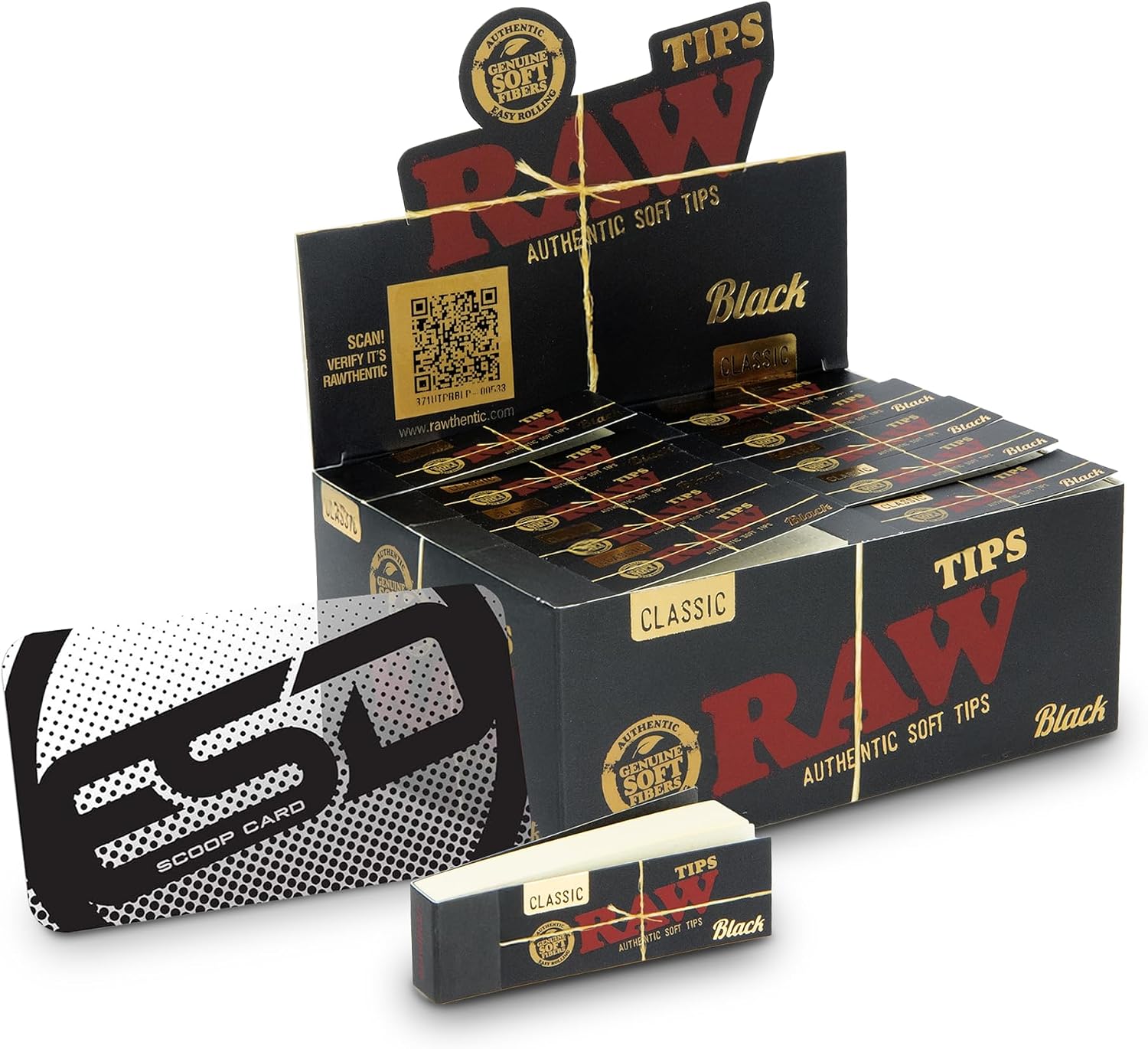 RAW Black Rolling Tips Full Box | 50 Packs | 50 Tips Per Pack | Taste the Terps with Classic Thin Black Tips