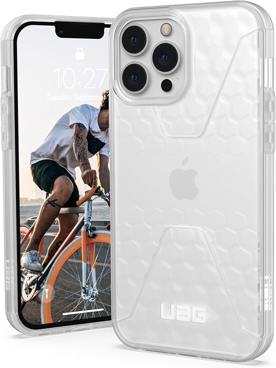 URBAN ARMOR GEAR UAG Designed for iPhone 13 Pro Max Case Clear Frosted Ice Sleek Ultra-Thin Shock-Absorbent Transparent Civilian Protective Cover, [6.7 inch Screen]