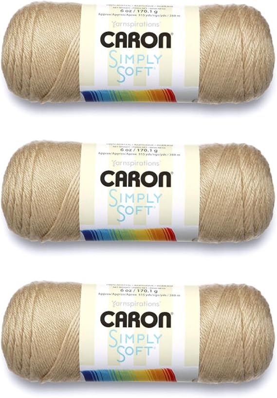 Caron Simply Soft Solids Yarn (4) Medium Gauge 100% Acrylic - 6 oz - Bone- Machine Wash & Dry (H970039703)
