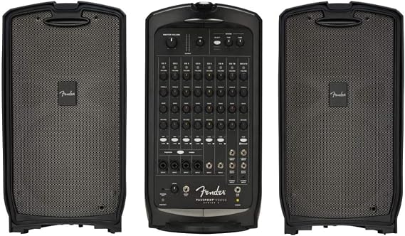 Fender Passport Venue Series 2,Black, | All-in-one powered mixer, dual 10" speakers, 10-channel mixer, Bluetooth streaming, live music, outdoor events, bands