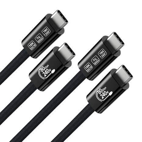 2Pack USB C to USB C Cable 80Gbps for Thunderbolt 5, Type-C Cord 3.3FT
