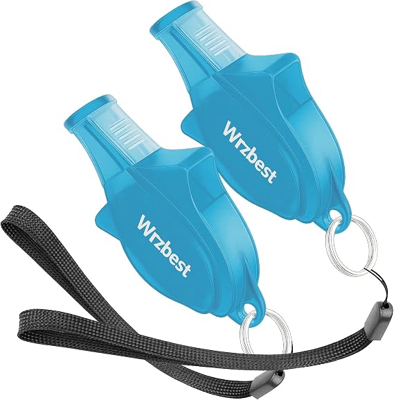 Sports Referee Coach Whistle,Bulk Pealess Plastic Whistles with Rubber Teeth Protector and Lanyard