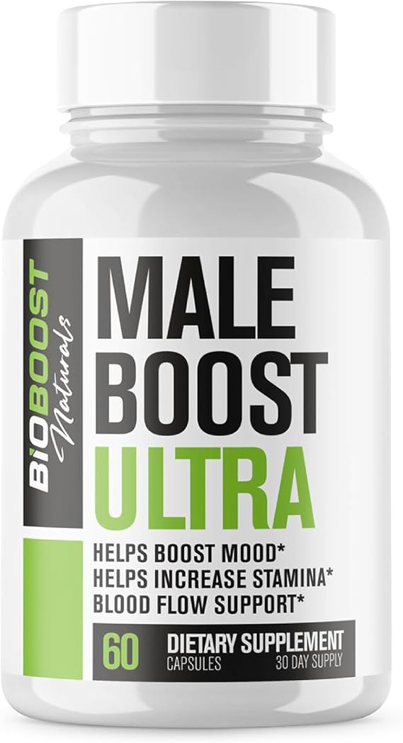 Male Boost Ultra - The Ultimate Male Supplement - Fast Acting Blood Flow Support - Gain Muscle, Strength, Stamina - Overall Test Level Support - HornyGoatWeed + 8 More - 60 Capsules