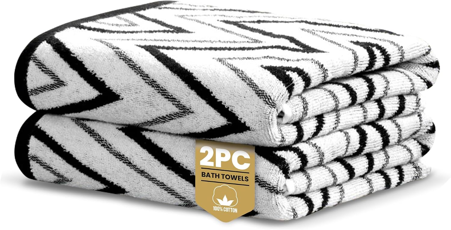 Rapport Home Helix Bath Towels 2-Pack | Mono Black | 70x120cm | 100% Cotton 500gsm | Oeko-Tex Made in Green & BCI Certified