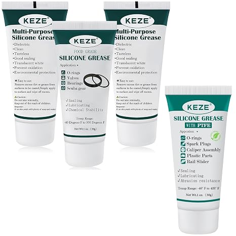 KEZE Food Grade Silicone Lubricant Plumbers Grease for Valve Sealant Faucet O Rings and Silicone Lubricant Grease with PTFE for Automotive O Rings Sliding Door Track Lubricating 1 oz 1-Tube