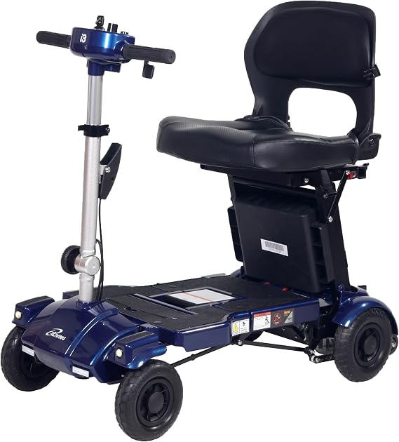 iLiving i3 Foldable Electric Scooter Mobility for Seniors and Adults, Alternative to Wheelchair, Portable and Travel Friendly Upgraded Seat, 17 Inch, 53 Pounds (Blue)
