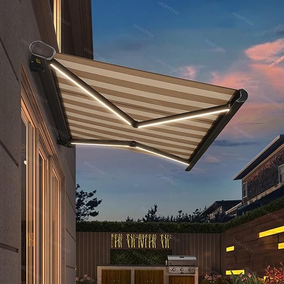 Motorized Retractable awnings patios,Retractable Electric Awning Garden Sun Shade Canopy Gazebo,UV & Water Fabric for Deck,Sunshade Shelter Outdoor Canopy 21.5m