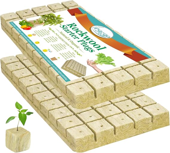 Legigo 1 Inch Rockwool Cubes Seed Starter Plugs for Hydroponics, 100 Plugs