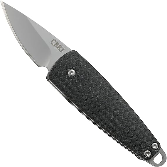 CRKT Dually Folding Carry Knife: Plain Edge Folder with Slip Joint - Everyday Carry Folded Knife, Black Glass Reinforced Nylon Handle with Lanyard Hole, Bottle Opener 7086