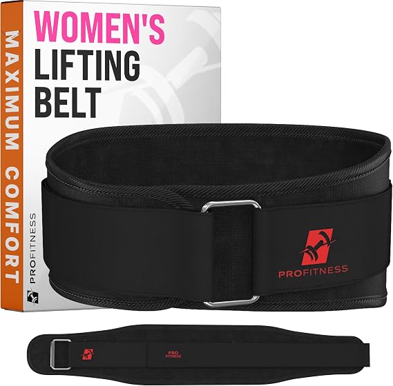 ProFitness 4'' Wide Comfortable Weight Lifting Belt - Back Support for Women & Men Squats & Deadlifts