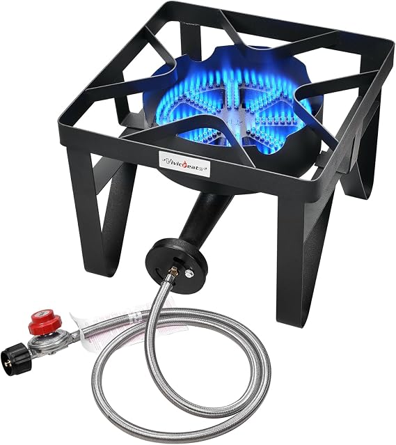 Vivicreate High Pressure Propane Gas Outdoor Burner Stove Cooker Burner Grill 185000 BTU power with Regulator and Hose parrilla de gas estufas de gas para cocinar afuera