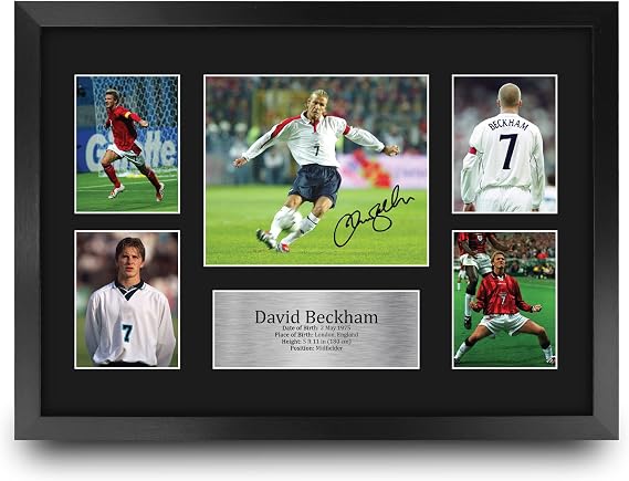 HWC Trading FR A3 David Beckham England Gifts Printed Signed Autograph Picture for Football Fans and Supporters - A3 Framed