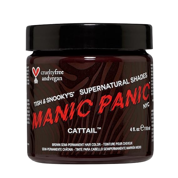 Manic Panic SuperNatural Medium Brown Hair Dye, Cattail, 4 oz | Mid-Toned Chocolate Brown Hair Color, Semi-Permanent, Vegan, PPD & Ammonia Free