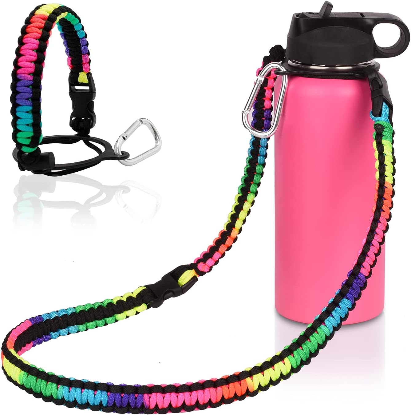 Wongeto Paracord Handle Shoulder Strap Fits Hydro Flask Wide Mouth Water Bottle Strap
