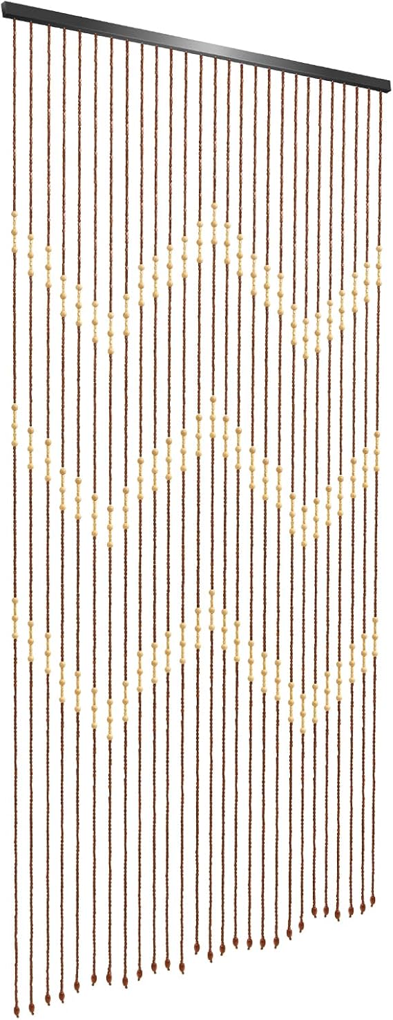 Beaded Curtain, 35.4 * 69inch Boho Door Curtain Bamboo Hanging Room Divider, Hallway Entrance Wall Decoration Closet Curtain