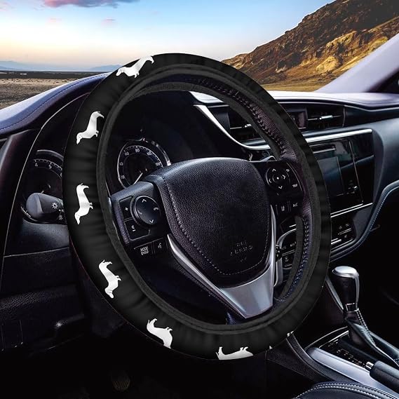 Dachshund Automotive Steering Wheel Cover Car Interior Accessories Soft Texture Washable Car Steering Wheel Cover