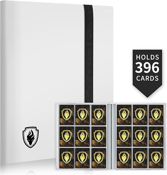Fabmaker Card Binder 9 Pocket, 396 Pockets Trading Card Binder Case, White