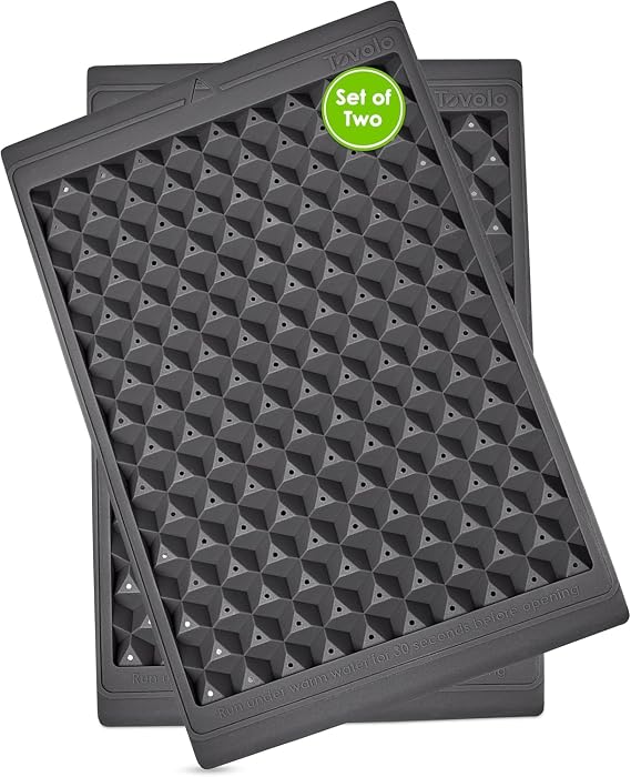 Tovolo Mini Ice Cube Tray Set with Twist and Release Mini Nugget Ice Cube Trays, BPA Free Silicone Mini Ice Tray with Storage Bin and Mini Scoop, Stackable Dishwasher Safe Mini Ice Cube Trays