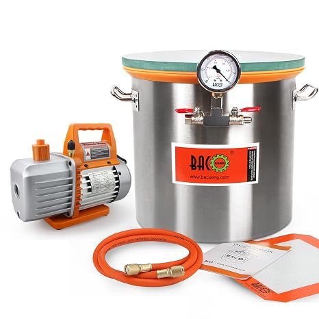 BACOENG 5 Gallon Tempered Glass Lid Vacuum Chamber with Pump