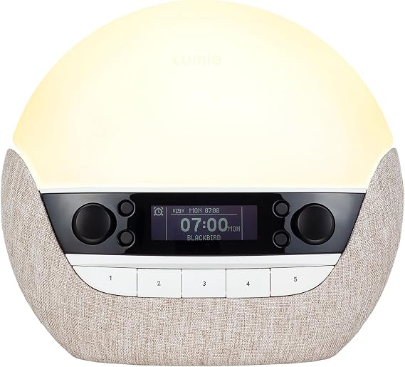 Lumie Bodyclock Luxe 700FM | Wake-Up Light with FM Radio, Bluetooth Speakers, Sunrise/Sunset Features and Low-Blue Light for Sleep