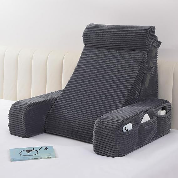 Vekkia 21" Reading Pillow for Adults with Armrests and Adjustable Backrest