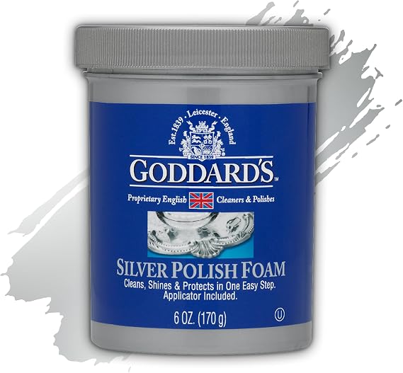 Goddard's Silver Polish Foam, Silver Cleaner & Tarnish Remover, 6 oz | Restores Shine to Silverplate and Sterling Silver, Antiques, Jewelry, Flatware, More, Sponge Applicator Included