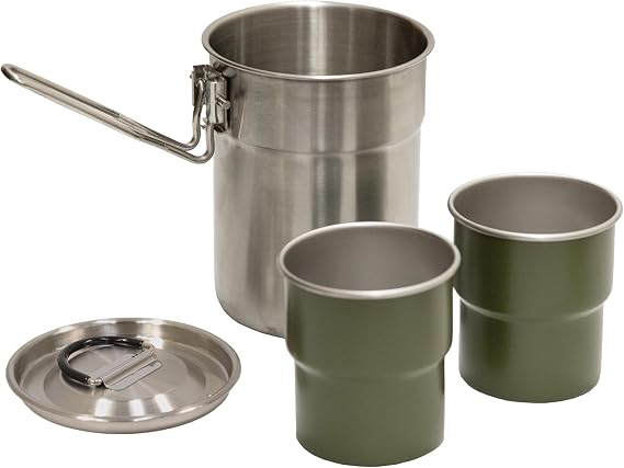 Stansport Stainless Steel Camping Cookware Set Durable Nesting Mess Kit for Backpacking, Hiking & Outdoor Cooking Compact Portable Pot & Pan with Carry Bag Multiple Sizes for Family to Solo Use