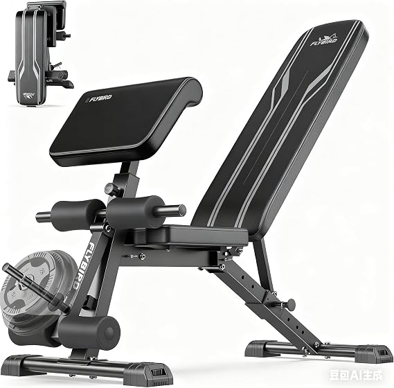 FLYBIRD 3 in 1 Adjustable Weight Bench with Leg Extension & Preacher Curl Pad for Full Body Workout, 800LBS Foldable Exercise Bench at Home Gym, Portable Lifting Incline Decline Flat Strength Training