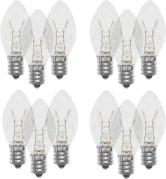 Himalayan Glow Salt Lamp Light Bulbs - Night Light Bulbs - 15 Watt Light Bulbs for Lamp - E12 Incandescent Bulbs - High Temp Resistance