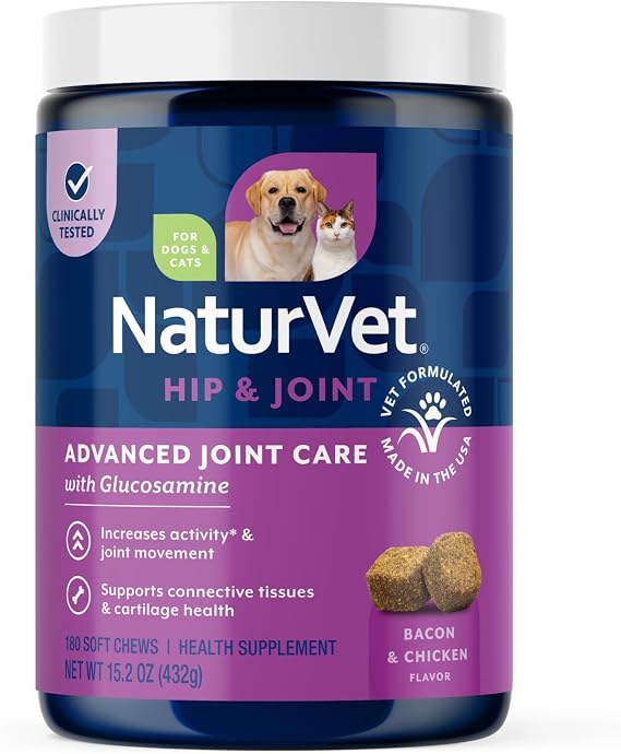 NaturVet Advanced Joint Care with Glucosamine, Dogs & Cats, 180ct