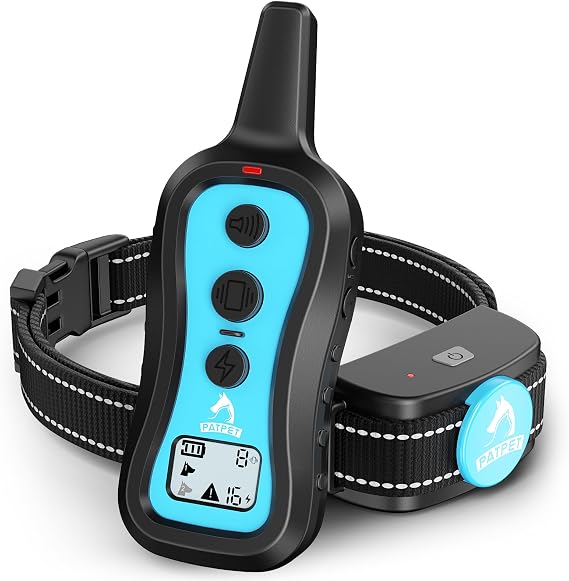 PATPET Dog Training Collar Dog Shock Collar with Remote - 3 Training Modes, Beep, Vibration and Shock, Up to 1000 ft Remote Range, Rainproof for Small Medium Large Dogs | 1000Ft Waterproof Shock Collar for Dogs, 3 Training Modes(Beep,Vibration,Shock) for 15-100lbs Small Medium Large Dogs