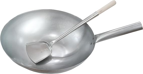 Sunrise 14 Inch Hong Kong Style Wok -Round Bottom + 17 inch Wok Shovel