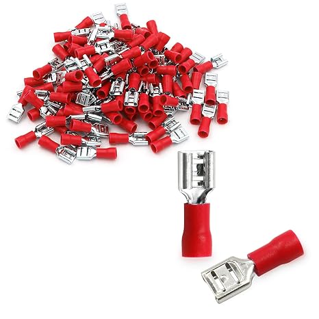 BAOMAIN 1/4" Female Quick Disconnect Spade Terminals 22-16 AWG 100-Pack