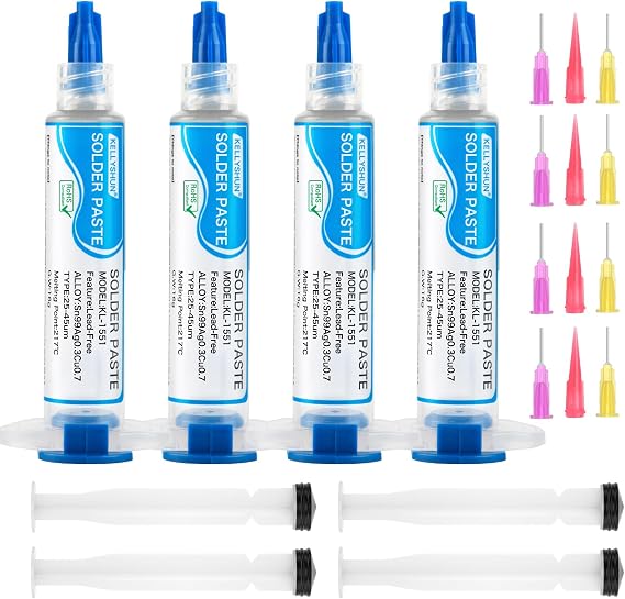 Sn99/Ag0.3/Cu0.7 Solder Paste, 5ML No-Clean Lead-Free Solder Paste, 217C Melting Point High-Temperature Solder Paste (5ML-4 Pack)