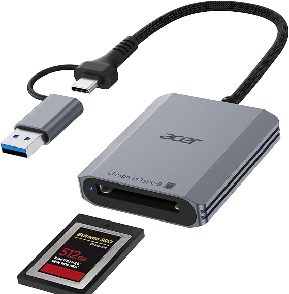 Acer CFexpress Type B Card Reader USB 3.2 Gen 2(CFexpress Type B Card ONLY) | 10Gbps CF Express Type B Card Adapter Compatible with iPhone 17/16/15, Laptop, MacBook Neo/Pro/Air, iPad, Android