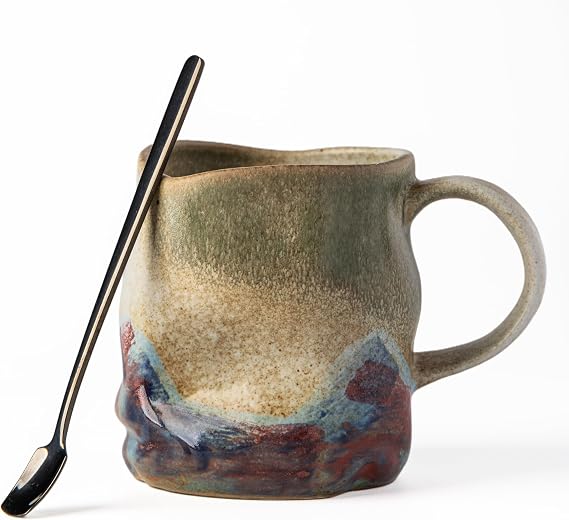 11oz Hand-Painted Ceramic Espresso Cup, Small Mug (White)