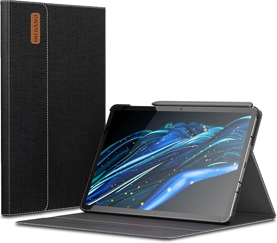INFILAND Case for Samsung Galaxy Tab S10 Lite/10 FE/ S9 FE 5G 10.9 Inch/Tab S9 11 Inch, Ultra Slim Multi-Angle Cover with S Pen Holder [Auto Wake/Sleep], Black