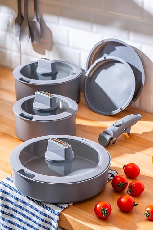 ACAR BioGrey 9 Parça Pişir Sakla Tencere Seti BFT-05945/4-GREY Gri BFT-05945/4-GREY