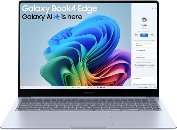 Samsung Galaxy Book4 Edge AI Laptop Copilot+ PC 16.0 Inch Snapdragon X Elite 16GB Memory 512GB Storage Arctic Blue