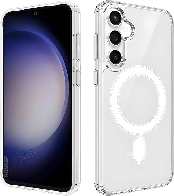 Rongep Samsung Galaxy S25 FE için Şeffaf Kılıf Mag-Clear Güçlü Manyetikli [MagSafe ile Uyumlu] S25 FE Koruyucu Sararmaya Dayanıklı Darbe Emici PC+TPU Hibrit Tasarım Samsung S25 FE Kılıfı