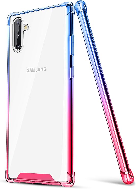 Samsung Galaxy Note 10 Case, Clear Galaxy Note 10 Case Cute Gradient Slim Phone Case Cover Reinforced TPU Bumper Shockproof Protective Case for Samsung Galaxy Note 10 2019 (Blue Pink)