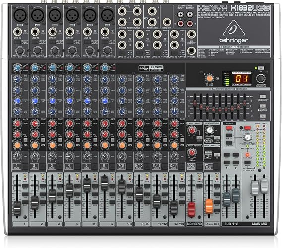 Behringer Xenyx X1832USB Premium 18-Input 3/2-Bus Mixer with XENYX Mic Preamps & Compressors