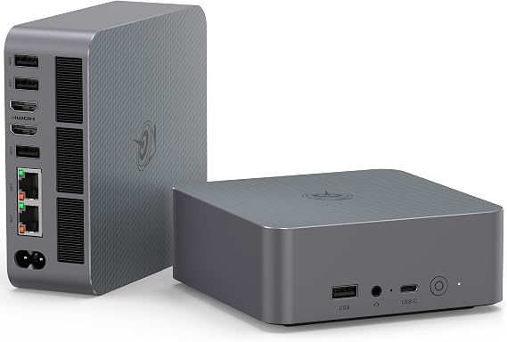 Beelink Mini PC EQR6, AMD Ryzen 5 6600H (Up to 4.5GHz), 16GB DDR5 RAM 500GB SSD, AMD Radeon 660M Mini PC, Dual LAN/WiFi 6/ BT5.2/ Dual 4K HDMI/Build-in Power Supply Home/Office Desktop Computer